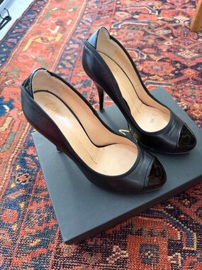 Giuseppe Zanotti Black Leather Peep-Toe Stiletto Heels